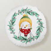 かわいい雪だるま丸い枕 ラウンドクッション (裏面)
