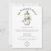 かわいい雪だるま会社ロゴQRコードクリスマスパーティー 招待状 (正面)