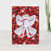 かわいい雪だるま作る雪の天使誕生日 カード (正面)