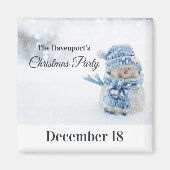 かわいい雪だるま写真クリスマスパーティー日付を保存 マグネット (正面)