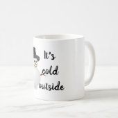 かわいい雪だるま冬の外は寒い コーヒーマグカップ (正面右)