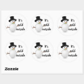 かわいい雪だるま冬の外は寒い ラウンドシール (シート)