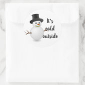 かわいい雪だるま冬の外は寒い ラウンドシール (バッグ)