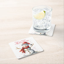 かわいい雪だるま冬の水の色メリークリスマス