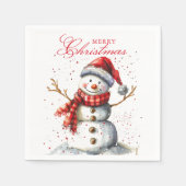 かわいい雪だるま冬の水の色メリークリスマス スタンダードカクテルナプキン (正面)