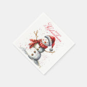 かわいい雪だるま冬の水の色メリークリスマス スタンダードカクテルナプキン (角)