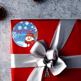 かわいい雪だるま冬ワンダーランドメリークリスマス ラウンドシール