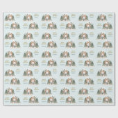 かわいい雪だるま冬1stバースデーボーイネームブルー ラッピングペーパー (フラット)