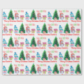 かわいい雪だるま受信者の追加クリスマス ラッピングペーパー (フラット)