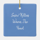 かわいい雪だるま子猫、雪片ネコとネズミ セラミックオーナメント (裏面)