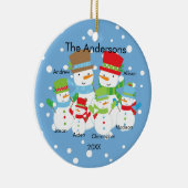 かわいい雪だるま家族6人クリスマスオーナメント セラミックオーナメント (右)