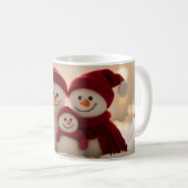 かわいい雪だるま家族 冬 クリスマス コーヒーマグカップ (正面右)