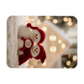 かわいい雪だるま家族 冬 クリスマス マグネット (横)