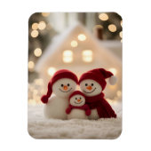 かわいい雪だるま家族 冬 クリスマス マグネット (縦)