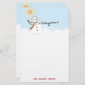 かわいい雪だるま応援ホリデー紙文房具 便箋 (正面/裏面)