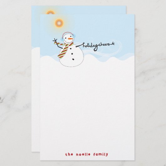 かわいい雪だるま応援ホリデー紙文房具 便箋 (正面/裏面)