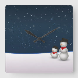 かわいい雪だるま星座 スクエア壁時計
