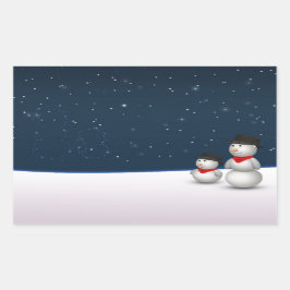 かわいい雪だるま星座 長方形シール