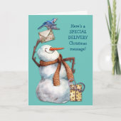 かわいい雪だるま特別配達クリスマスメッセージ シーズンカード (正面)