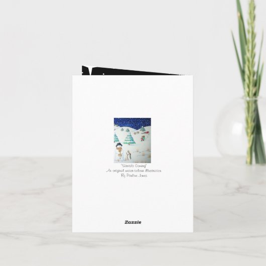 かわいい雪だるま笑顔のクリスマススノーシーン シーズンカード (裏面)