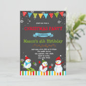 かわいい雪だるま誕生日パーティーの招待 招待状 (スタンド正面)