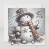 かわいい雪だるま雪を楽しいクリスマス シーズンカード (正面)