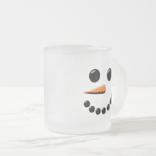 かわいい雪だるま顔ウィンターホリデー雪だるまクリスマス フロストグラスマグカップ (正面右)
