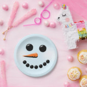 かわいい雪だるま顔ウィンターホリデー雪だるまクリスマス ペーパープレート (パーティー)