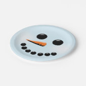 かわいい雪だるま顔ウィンターホリデー雪だるまクリスマス ペーパープレート (アングル)