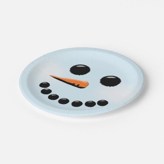 かわいい雪だるま顔ウィンターホリデー雪だるまクリスマス ペーパープレート (アングル)