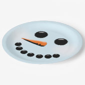 かわいい雪だるま顔ウィンターホリデー雪だるまクリスマス ペーパープレート (アングル)