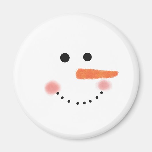 かわいい雪だるま顔ラウンド マグネット (正面)
