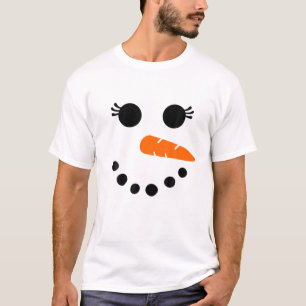 かわいい雪だるま顔女性用まつげクリス Tシャツ