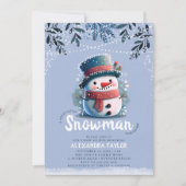 かわいい雪だるま魔法のライトウィンターボーイベビーシャワー 招待状 (正面)