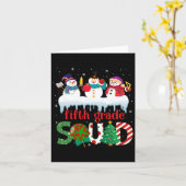 かわいい雪だるま3人組の先生と子供たち5年生チーム カード (黄色い花)