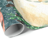 かわいい雪だるま&ウッドランド動物のクリスマス ラッピングペーパー (ロールコーナー)