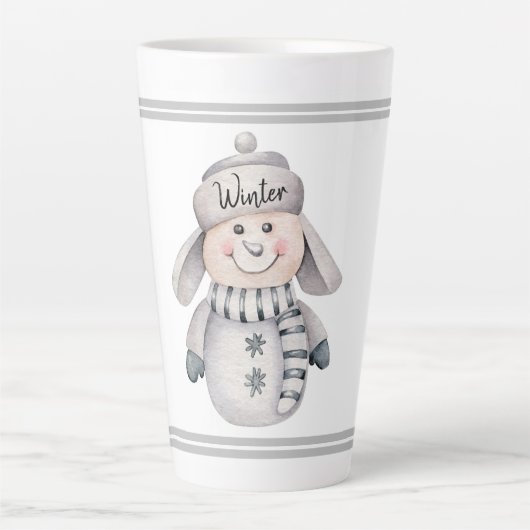 かわいい雪だるま カフェラテマグ (正面)