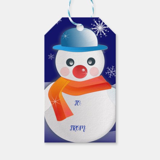 かわいい雪だるま ギフトタグ (正面)