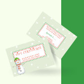 かわいい雪だるま – クリスマスギフト券 名刺