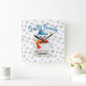 かわいい雪だるま スクエア壁時計 (ホーム)