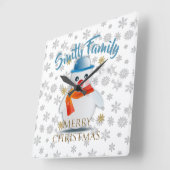 かわいい雪だるま スクエア壁時計 (傾斜)