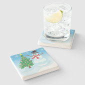 かわいい雪だるま ストーンコースター (横)