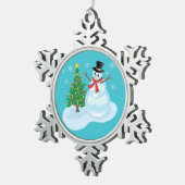 かわいい雪だるま スノーフレークピューターオーナメント (右)