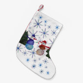 かわいい雪だるま スモールクリスマスストッキング (正面 (吊り時))