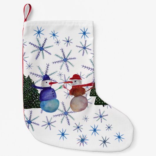 かわいい雪だるま スモールクリスマスストッキング (正面)