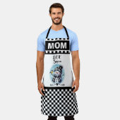 かわいい雪だるま チェック柄 エプロン (着用した状態)