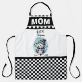 かわいい雪だるま チェック柄 エプロン (正面)