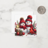 かわいい雪だるま ノートカード (正面/裏面インサイチュ)