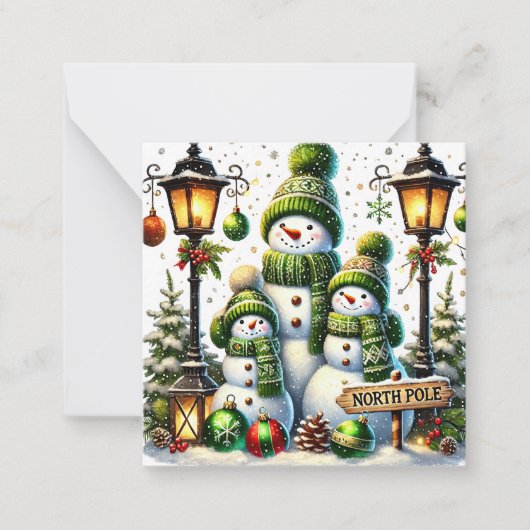 かわいい雪だるま ノートカード (正面)