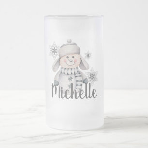 かわいい雪だるま フロストグラスビールジョッキ